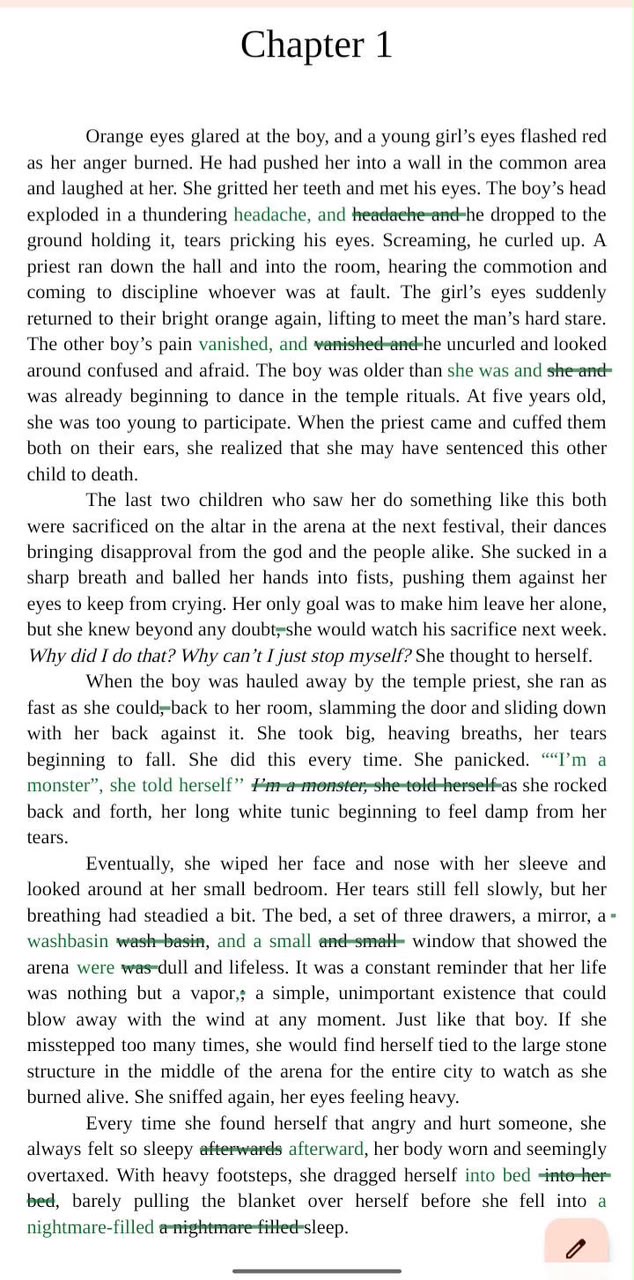 Editing sample — Line Edit — Opening Chapter